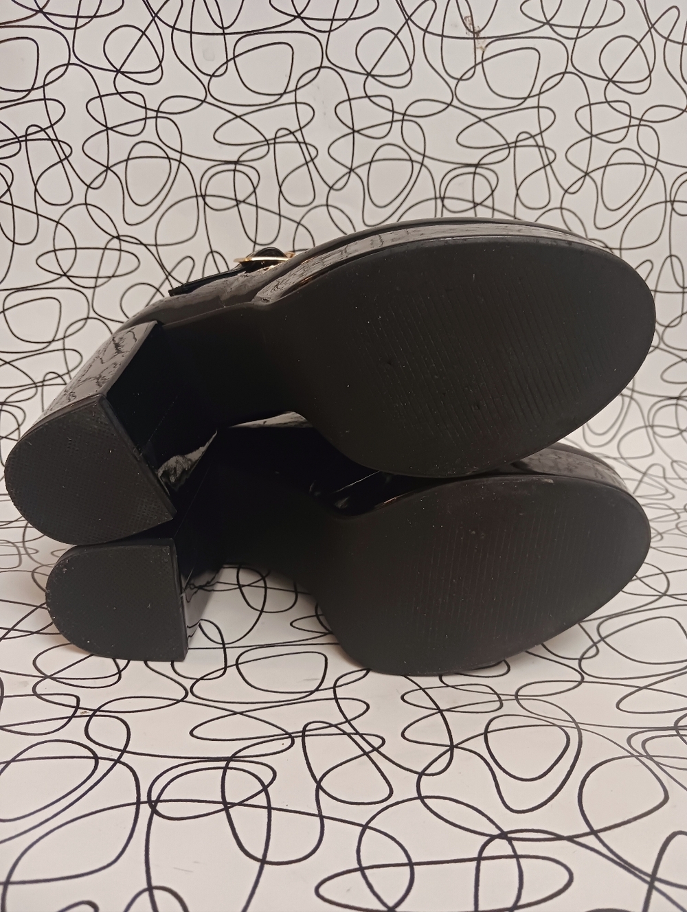 Black Patent Mary Jane Heels - Platform  Women's Dress Shoes Size 7.5 - Picture 7 of 7